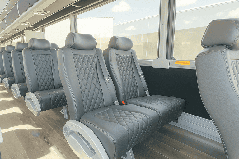 interior of Houston Shuttle Bus Rentals charter bus